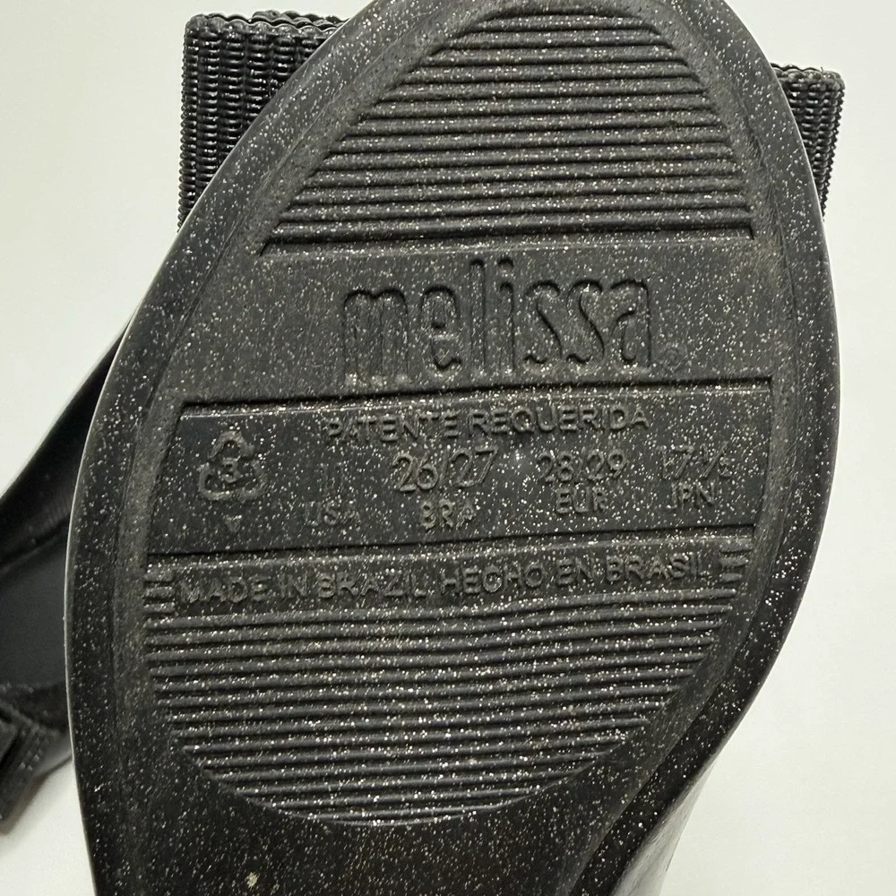 Melissa Space Love x‎ Jason Wu Black Glitter Ballet Flat Shoes Girls US 11 Bow